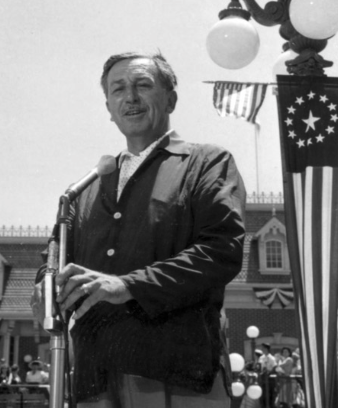 Walt Disney delivering Disneyland’s opening-day dedication